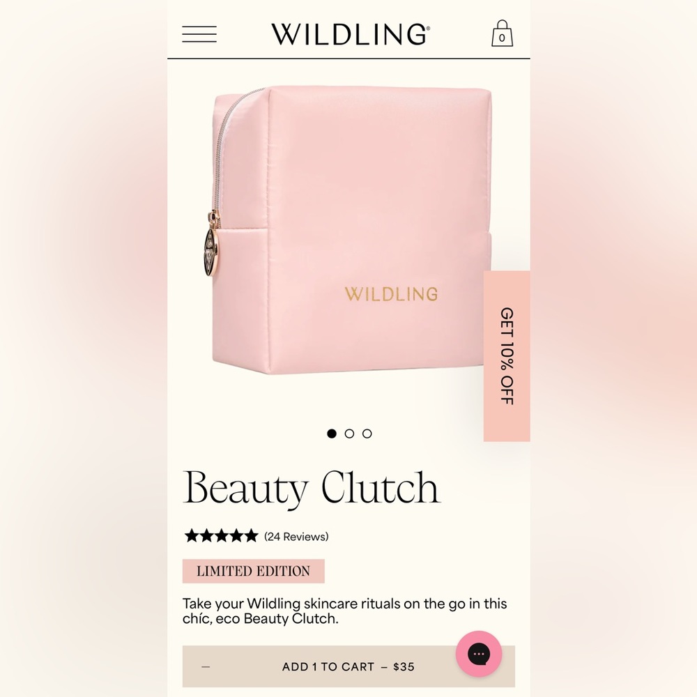 Wilding Beauty Pouch/Makeup Bag NEW